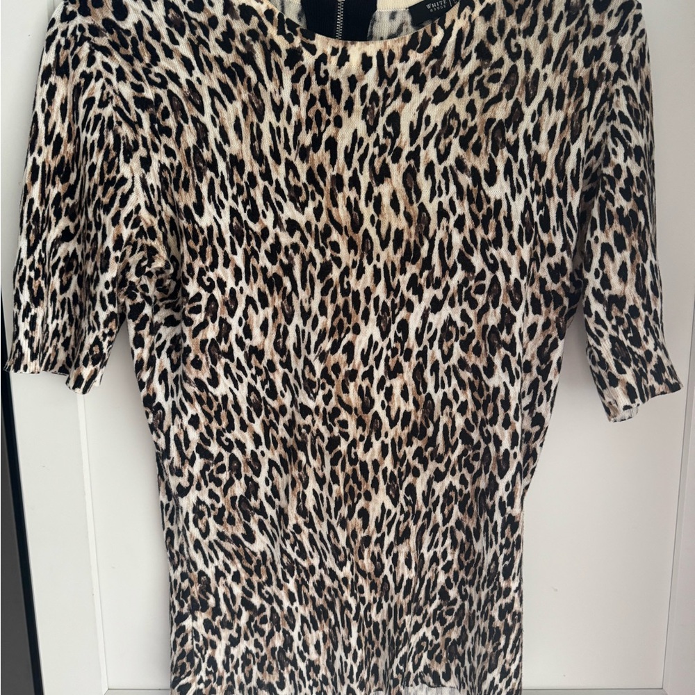 White House Black Market Leopard Print Women's Top